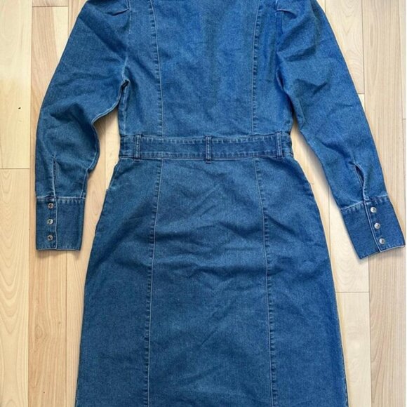Vero Moda Denim Shirt Dress – Puff Shoulder, Belted, Stretch, M - Picture 6 of 8